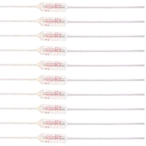 Fusible thermique 250 V / 10 A – 10 pièces, déclenchement à 77 °C, boîtier métallique, modèle TF 72250 (1/4)