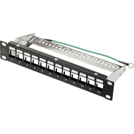 Panneau de brassage 12 ports 254 mm (10") 1 U, noir, sans équipement – Modèle W062922 (1/4)