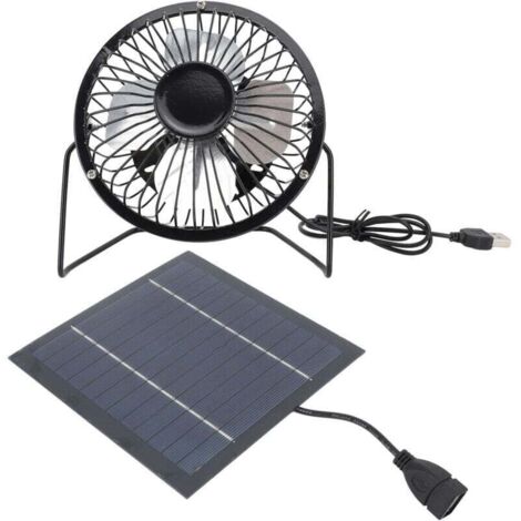 Ventilateur solaire extérieur 5 W – Kit complet avec panneau photovoltaïque et câble USB pour rafraîchissement écologique