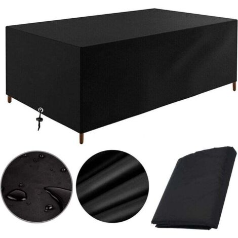 Housse de protection pour salon de jardin imperméable et UV – 315 x 160 x 74 cm – Noir (1/4)