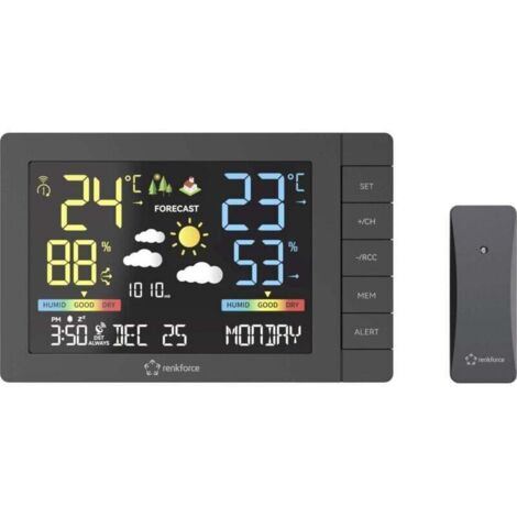 Station météo numérique sans fil avec jusqu’à 3 capteurs extérieurs – Modèle RF-4883632, écran LCD clair, alimentation USB