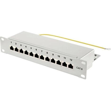 Panneau de brassage CAT6 12 ports 254 mm (10 pouces) gris 1 U – W062982 (1/4)