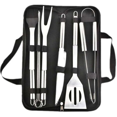 Kit Barbecue Professionnel en Acier Inoxydable – 7 Pièces avec Étui de Transport, Compatible Gaz et Charbon (1/4)