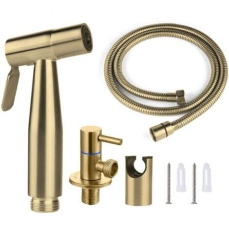 Douchette bidet WC avec flexible de 150 cm, finition or, design ergonomique et résistant – lot de 1 (1/4)