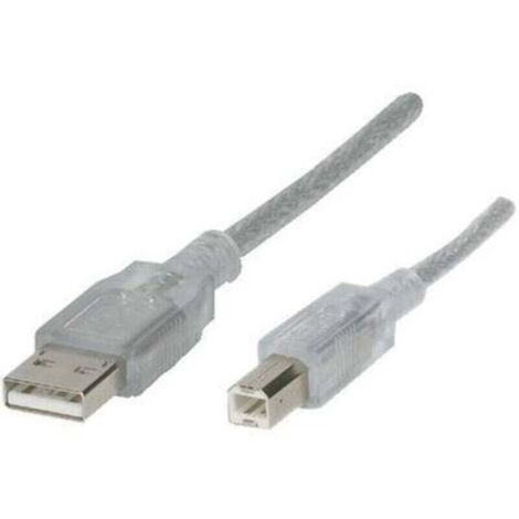 Câble USB 2.0 A mâle vers B mâle, 1,80 m, transparent, référence RF-4538144 / A807452 (1/2)