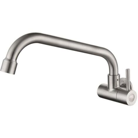 Robinet mural simple froid pour balai à franges – Tête anti-éclaboussures, 21 cm, finition argent, sans marque (1/4)