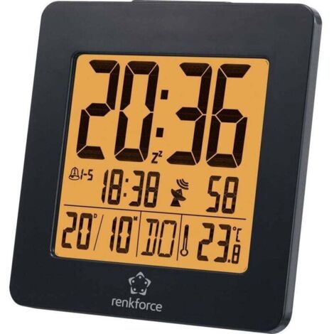 Réveil radio-piloté noir avec fonction réveil double – Modèle 1383425, design sobre et précision horaire garantie (1/4)