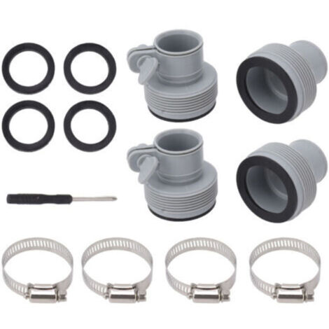 Adaptateur de tuyau piscine Type B avec collier de remplacement – Compatible pompes Intex FIT/ARU – Accessoire universel en plastique résistant (1/4)