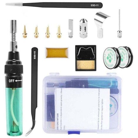 Fer à souder portable au gaz, stylo ergonomique multifonctionnel – kit complet 16 pièces avec bouteille gonflable incluse (1/4)