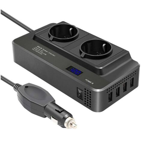 Onduleur voiture 200 W – Convertisseur 12 V vers 220 V avec prise européenne standard, couleur noire (1/4)