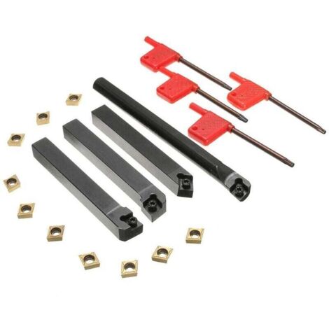 Porte-outils de tournage 4 pièces + plaquettes carbure CCMT09T304 + clé Allen T15 pour usinage précis (1/4)
