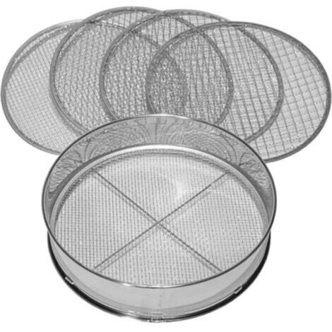 Tamis de Jardin 5-en-1 en Acier Inoxydable – 30 cm, 5 Tamis Interchangeables (3,5 / 5 / 8 / 10 / 12 mm) pour Terre, Compost, Sable et Gravier (1/4)