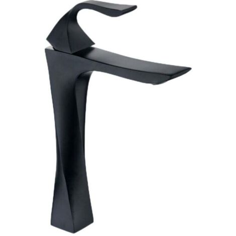 Robinet de lavabo 2 trous en alliage de zinc noir mat, hauteur 31 cm, pour salle de bain et baignoire – design moderne (1/4)