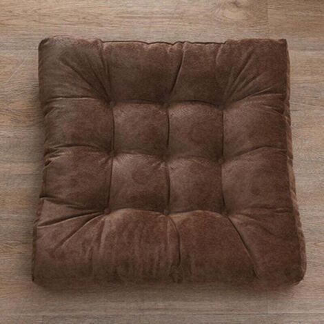 Coussin de siège carré épais et chaud en tissu tatami – Uni, idéal pour chaise, bureau, jardin, salle à manger ou sol (1/4)