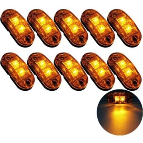 Feux de marquage latéraux LED 12/24 V – Lot de 10 pièces jaunes pour remorque, camion, camping-car et caravane (1/4)