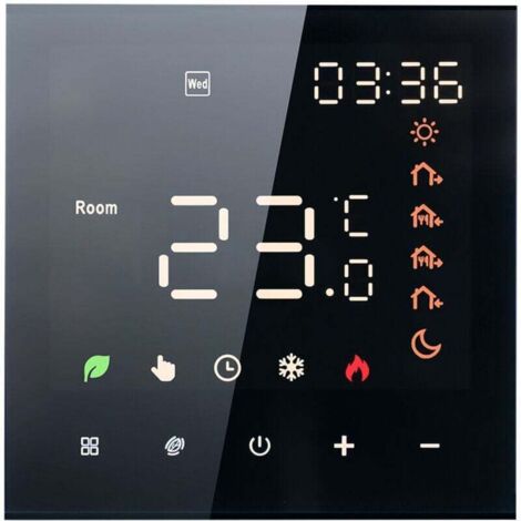 Thermostat intelligent mural 16 A avec écran tactile LCD, programmable pour chauffage électrique (1/4)
