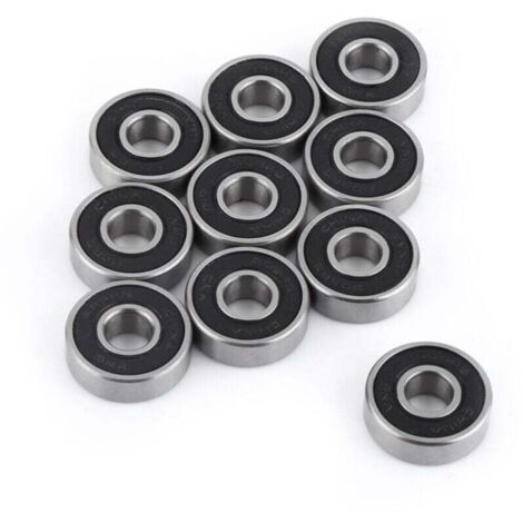 Roulements à billes 608-2RS, 10 pièces, étanchéité double face en caoutchouc noir, rainure profonde, diamètre intérieur 8 mm (1/4)