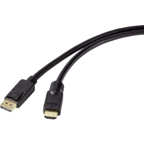 Câble adaptateur DisplayPort vers HDMI 20 m noir – RF-4596876 avec contacts dorés – haute résolution et compatibilité 4K (1/4)