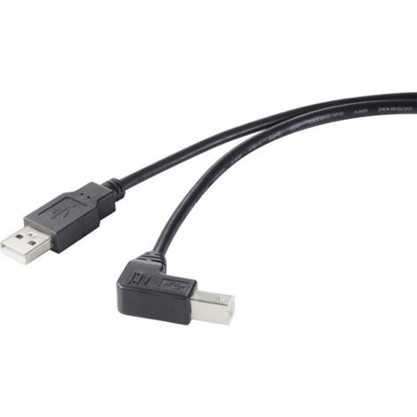 Câble USB 2.0 A mâle vers B mâle, 0,5 m, noir, angle droit 90° vers le bas – RF-4613068 Y783212 (1/3)