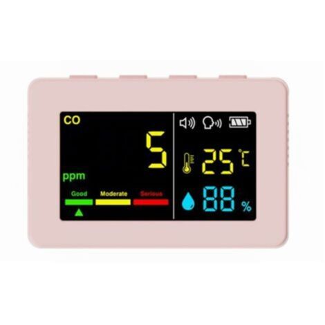 Détecteur portable 3-en-1 CO, température & humidité avec écran couleur, alarme vocale et indicateur batterie – DYK (1/4)