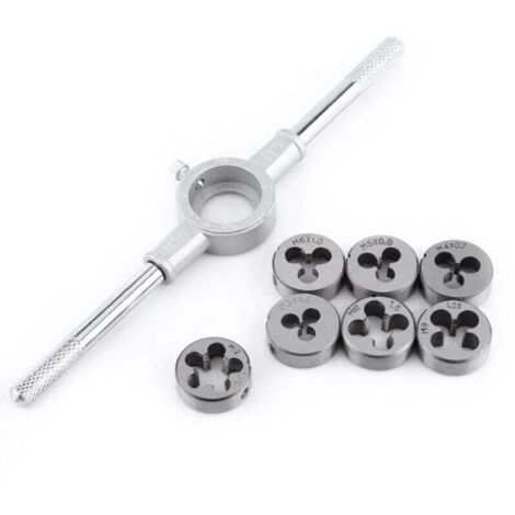 Jeu de clés à cliquet 8 pièces avec clé à molette et tarauds pour filetage externe – acier trempé, pratique et polyvalent (1/4)