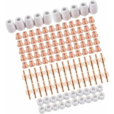 Électrodes et buses de coupe plasma – 100 pièces – compatibles LG-40, PT-31, CUT40, CUT50 – pour découpe à l’air comprimé (1/4)