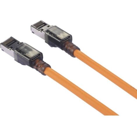 Câble réseau RJ45 CAT6a S/FTP Orange 5 m – Sans halogène, ignifuge, avec détection de port – 1 pièce (1/4)