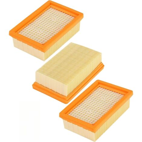 3PCS Filtres Plissés Plats pour aspirateur Kärcher, Filtres Compatibles avec Aspirateur Kärcher WD4, WD5, WD6, MV4, MV5, MV6, Remplacement Plat Plissés Filtre pour Kärcher 2.863-005.0 (1/5)