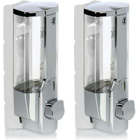 2x Distributeurs de savon muraux - Distributeurs de savon muraux rechargeables - Distributeurs de savon pour gel douche et shampoing (chrome) (1/4)