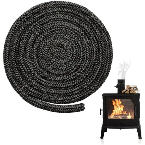 Houhence – Joint haute température en fibre de verre 8mm x 4m – Étanchéité jusqu'à 600 °C – Pour poêles à bois et cheminées (1/5)