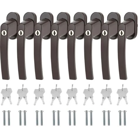 Poignée de fenêtre s'entrouvrant poignée de porte de balcon en aluminium poignées de fenêtre verrouillables marron 8X (1/5)