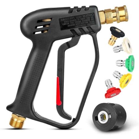AIPERQ Pistolet nettoyeur haute pression 4000 PSI avec 5 buses de pulvérisation interchangeables, pistolet de lavage à jet avec connexion rapide 1/4" et coupleur M22 (1/4)