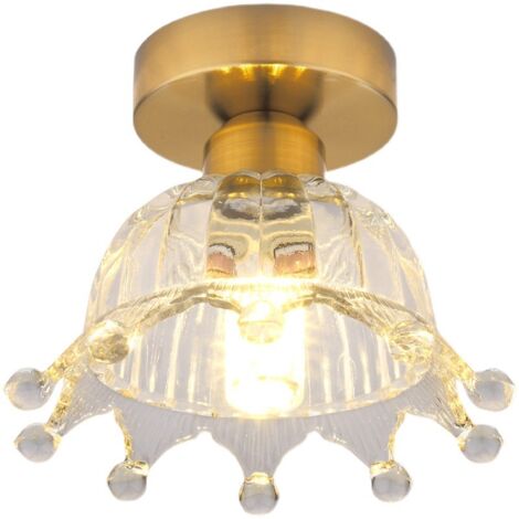 Plafonnier nordique en cristal simple, luminaire de plafond pour hall d'entrée, chambre à coucher, salon, salle à manger (1/4)