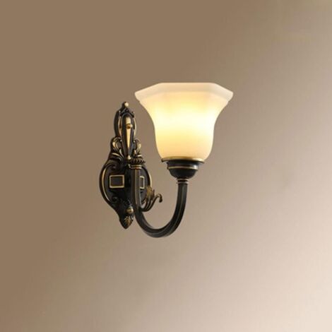 H65 All-cuivre LED Appliques Murales American Vintage Verre Hautement Translucide Abat-Jour Applique Murale Chambre Lampe De Chevet Mur Arrière Escalier Allée Lampe Hôtel Lampe Villa Lampe (1/4)