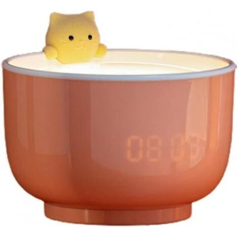 Réveil mignon, tasse à thé, chat, réveil numérique, horloge esthétique multifonctionnelle pour chambres à coucher, rose (1/4)