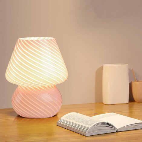 Lampe de Chevet Champignon, Lumière de nuit en Verre Chambre à Coucher, Lampe De Chevet, Lampe de Chevet Chambre Lampe Veilleuse Cadeaux De Pour La Famille Les Amis (Rose) (1/5)