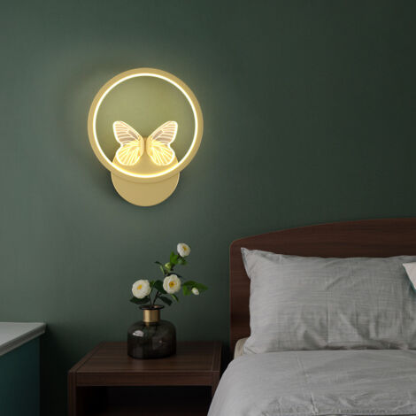Applique murale LED à l'intérieur du spot mural moderne doré à 1 flamme en forme de papillon en acrylique, lumière 3000K Blanc Chaud for salle à manger, loft, chambre à coucher, lampe de co (1/4)