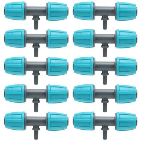 AIPERQ 10pcs 16 mm à 4/7 TEE BARBED TEE INRIGIGATION Tube réduisant le connecteur Ajustement pour Garden Courtyard (1/4)