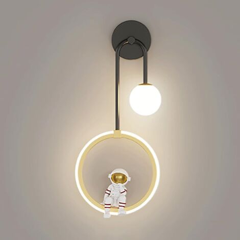 Applique murale pour chambre d'enfant, applique murale astronaute créative, appliques murales en bande d'aluminium avec abat-jour en acrylique, appliques murales LED modernes 15W, éclairage dé(3000K B (1/5)