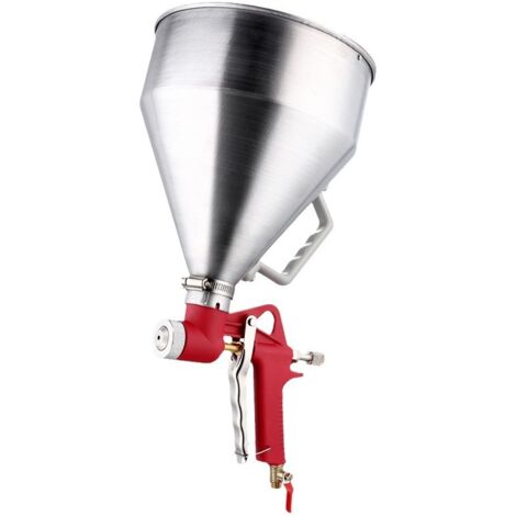 Pistolet à plâtre pneumatique, pulvérisateur de peinture, pistolet à plâtre pneumatique, pot en aluminium de 6 litres + 3 buses pour peinture de plâtre de plafond et de cloison sèche (1/5)