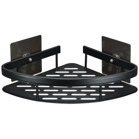 Étagère de salle de bain - Coin d'étagère triangulaire-22x29×5.5CM, (Noir) 1pc (1/5)