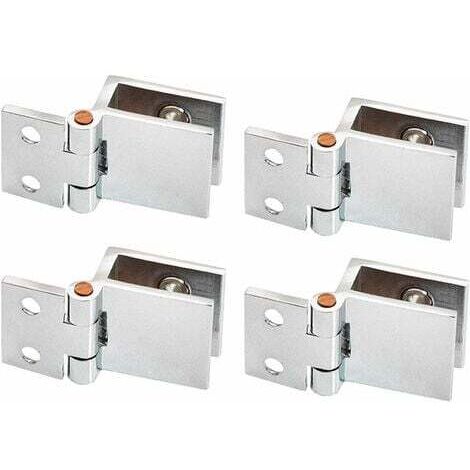 Aiperq Charnière en Verre en Alliage,4 Pcs Clip de Porte en Verre Charnière pour Porte en Verre 0 Degrés, Sans Perçage de Verre à Charnière pour Porte en Verre de Meuble de Cuisine Vitrine(Verre de 5- (1/4)