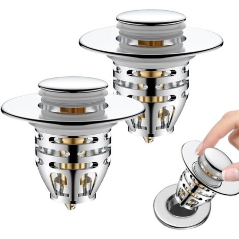 Bonde Lavabo Universel, Bouchon Lavabo Salle de Bain, Bouchon Evier Cuisine,Pull Type Bonde Evier, Accélère Le Drainage sans colmatage, pour Baignoire, Lavabo, 2 Joints(Orifice de Vidange(34-40mm) (1/5)