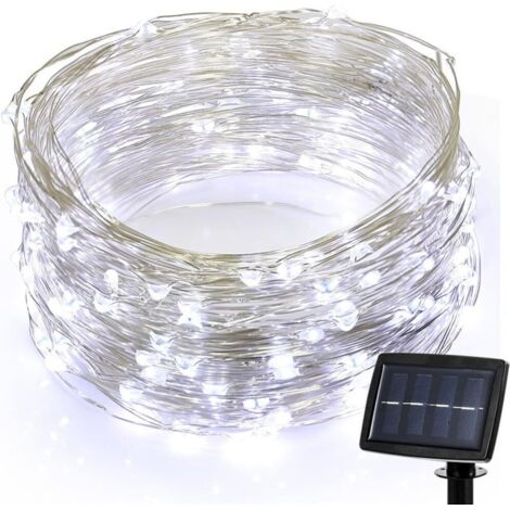 Guirlande Ruban Lumineuse Solaire,20 LEDs 72ft/22M de Cuivre Extérieur Tube Rope Guirlande Lumineuse Décorative (Blanc) (1/5)