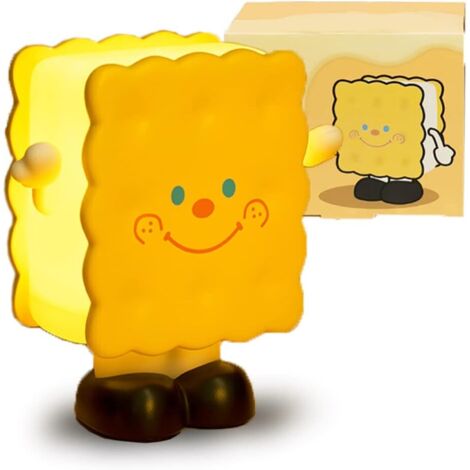 Mignon Lampe de Nuit Biscuit à Toucher, Veilleuse LED Rechargeable par USB, Lumière Douce Réglable pour Chambre à Coucher, Compagnon de Sommeil, Cadeaux de Noël et d'anniversaire (1/5)