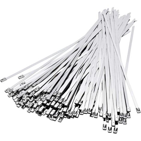 Collier de Serrage Inox 100 Pièces, 300mm×4,6mm Attache Câblées Acier Inoxydable, Collier de Serrage Inox Pour Enroulement D'échappement, Câbles Groupés, Entretenir les Clôtures et les Auvents (1/4)