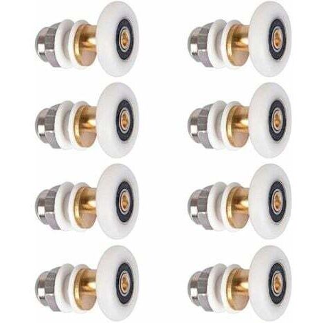 Aiperq Roulette Porte Douche, Roulettes De Porte Coulissante Cabine De Douche Porte Poulies Roue De Rechange Pour Rouleau Avec Diamètre De Roues 27mm, 8 Pièces (1/4)