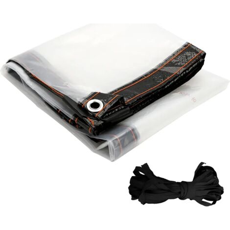 Auvent de panneau de superposition de bâche en PVC transparent imperméable avec œillets et corde 2 x 3 m (1/5)