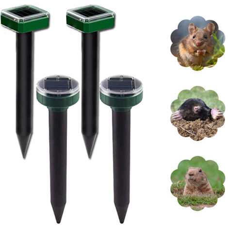 4pcs Solaire Repulsif Taupe, Répulsif Taupe Solaire à Ultrason, IP65 Étanche Répulsif Solaire de Taupe, Répulsif Serpent Ultrason, Répulsif Solaire pour Anti Taupe (1/4)