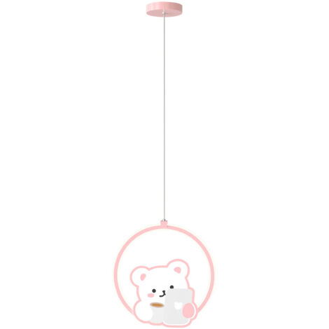 Lampe suspendue ours de dessin animé, lampe suspendue en métal avec abat-jour en acrylique blanc, lampes à suspension d'éclairage décoratif pour chambre d'enfant (1/5)